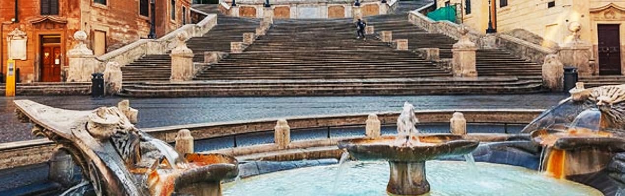 Climbing the Spanish Steps Between the Piazza Di Spagna