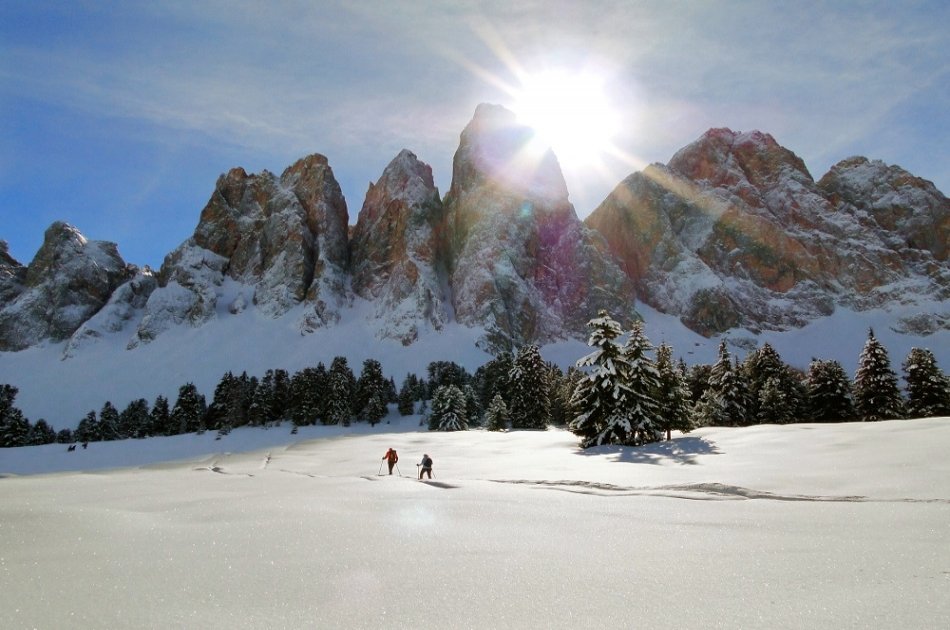 Hike with Snowshoes in Dolomites Wonderful Funes Valley from Bolzano