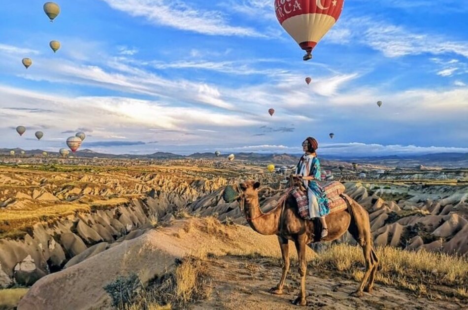 Panoramic Cappadocia View With The Camel Ride